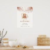 Modern Boho Teddy Bear Baby shower Welkom Poster (Keuken)