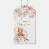 Modern Boho Teddy Bear Pampas Baby shower Cadeaulabel (Voorkant)