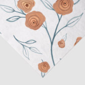 Modern BOHO Terracotta Floral Waterverf Blue Leaf Tissuepapier (Detail)