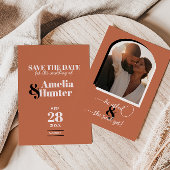 Modern Boho Terracotta Save the Date Aankondiging