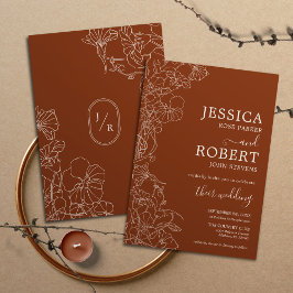Modern Boho Terracotta Wedding Invitation Kaart