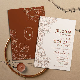 Modern Boho Terracotta Wedding minimalist Kaart