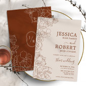 Modern Boho Terracotta Wedding minimalist Kaart