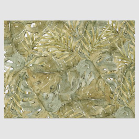 Modern Boho Tropical Leaves Dried Palm Tissuepapier (Voorkant)