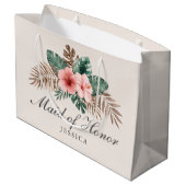 Modern Boho Tropisch gebladerte Maid of Honor Groot Cadeauzakje (Achterkant Gekanteld)