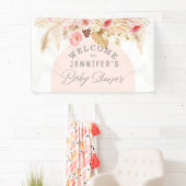 Modern boho waterverf bloemenhuis baby shower welk spandoek (Insitu)