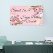 Modern boho waterverf floral zoete 16 party spandoek (Beurs)
