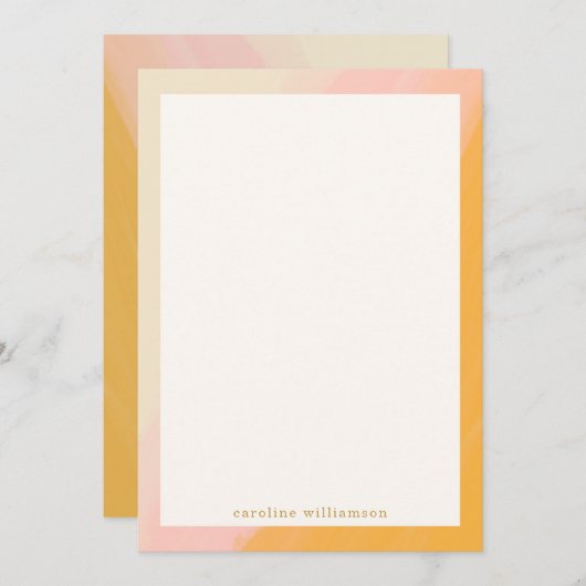 Modern Boho Waterverf Roze Gepersonaliseerd Notitiekaartje (Voorkant / Achterkant)