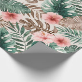 Modern Boho Waterverf Tropische Floral Cadeaupapier (Hoek)