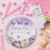 Modern Boho Waterverf Vlinder Meisje Baby shower Papieren Bordje (Feest)