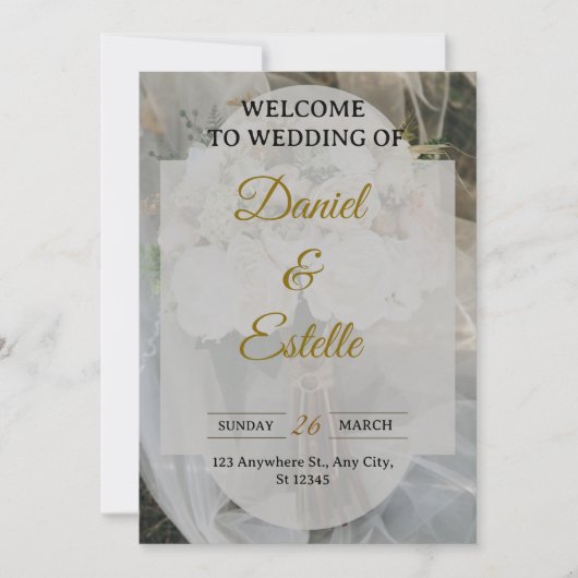 Modern Boho Wedding Invitation | Elegant Beige Flo (Devant)