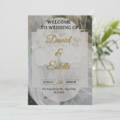 Modern Boho Wedding Invitation | Elegant Beige Flo Kaart (Staand voorkant)