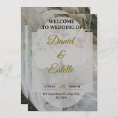 Modern Boho Wedding Invitation | Elegant Beige Flo Kaart (Voorkant / Achterkant)