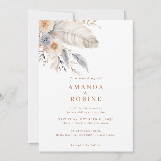 Modern Boho Wedding Invitation Kaart (Achterkant)