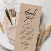 Modern Boho Wedding Reception Thank You Card Programma