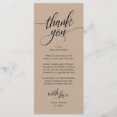 Modern Boho Wedding Reception Thank You Card Programma (Voorkant)