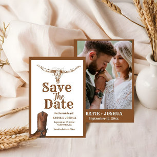 Modern Boho Western Cowboy Bruiloft Save the date Kaart