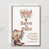 Modern Boho Western Cowboy Bruiloft Save the date Kaart (Voorkant)