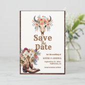 Modern Boho Western Cowboy Bruiloft Save the date Kaart (Staand voorkant)