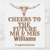 Modern Boho Western Cowboy Verloving Gift Wijn Etiket (Enkel label)