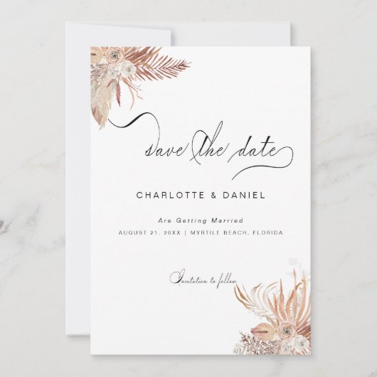 Modern Boho Whimsical Calligrafie Script Save The Date (Voorkant)