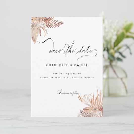 Modern Boho Whimsical Calligrafie Script Save The Date (Staand voorkant)