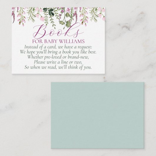 Modern Boho Wildbloemen Baby shower Boeken voor Ba Informatiekaartje (Voorkant / Achterkant)