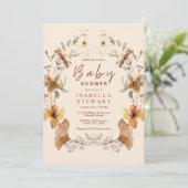 Modern Boho Wildflower Elegant Baby shower Kaart (Staand voorkant)