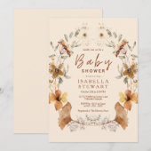 Modern Boho Wildflower Elegant Baby shower Kaart (Voorkant / Achterkant)