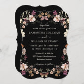 Modern Boho Wildflower Elegant Black Wedding Kaart (Voorkant / Achterkant)