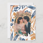 Modern Boho Wildflower Terracotta Navy Blue Kaart (Achterkant)