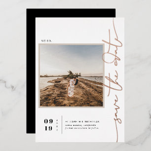 Modern Boho Woestijn   Vierkante Foto Save the Dat Folie Uitnodiging