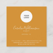 Modern Boho Yellow Floral Logo Vierkante Visitekaartje (Voorkant)