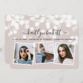 Modern Bokeh Lights 3 Foto Afstuderen Aankondiging (Voorkant / Achterkant)