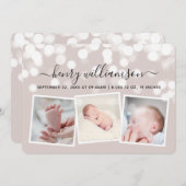 Modern Bokeh Lights 3 Foto geboorteaankondiging Aankondiging (Voorkant / Achterkant)