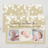 Modern Bokeh Lights 3 Foto geboorteaankondiging Aankondiging (Voorkant / Achterkant)