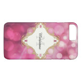 Modern Bokeh Sparkle roze Gepersonaliseerde Monogr Case-Mate iPhone Case (Achterkant (Horizontaal))