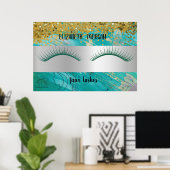 Modern Bokeh,Stripe,Faux Lashes Po Poster (Thuiskantoor)