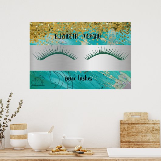 Modern Bokeh,Stripe,Faux Lashes Po Poster (Keuken)