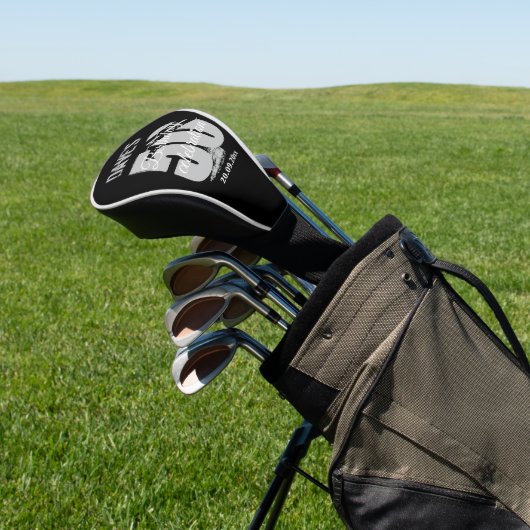 Modern Bold Black Gepersonaliseerde 50ste Verjaard Golfheadcover (Insitu)