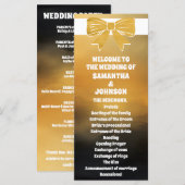 Modern Bold Black Gold Bow Wedding Program Kaart (Voorkant / Achterkant)
