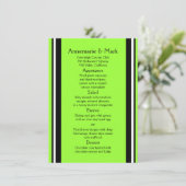 Modern Bold Black Limoen Stripes Wedding Menu (Staand voorkant)