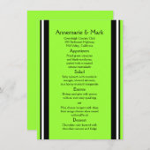 Modern Bold Black Limoen Stripes Wedding Menu (Voorkant / Achterkant)