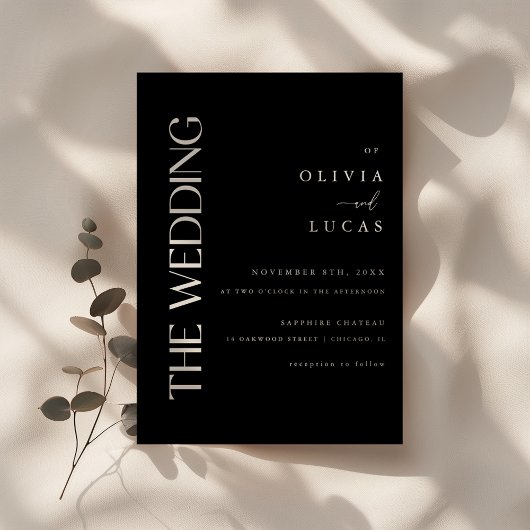 Modern Bold Black Wedding Kaart