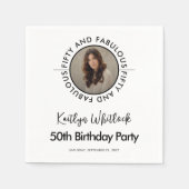 Modern Bold Black White Fifty and Fabulous Servet (Voorkant)