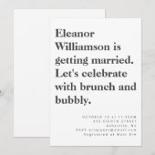 Modern Bold Black White Typography Bridal Brunch Kaart (Voorkant / Achterkant)