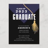 Modern Bold Blue Afstudeerder Pet Afstuderen Brief Briefkaart (Voorkant)