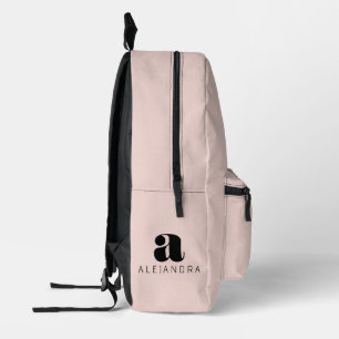 Modern Bold Blush Roze Monogram Naam Bedrukte Rugzak