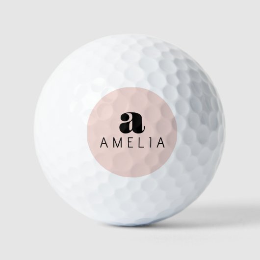 Modern Bold Blush Roze Monogram Naam Golfballen (Voorkant)