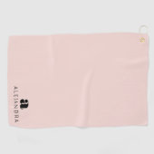 Modern Bold Blush Roze Monogram Naam Golfhanddoek (Horizontaal)
